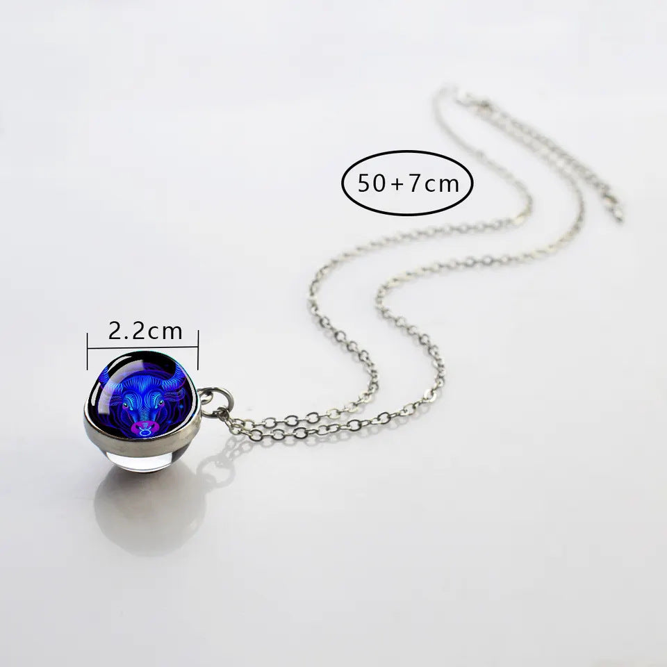 Luminous 12 Constellation Necklace 20mm Silver Creative