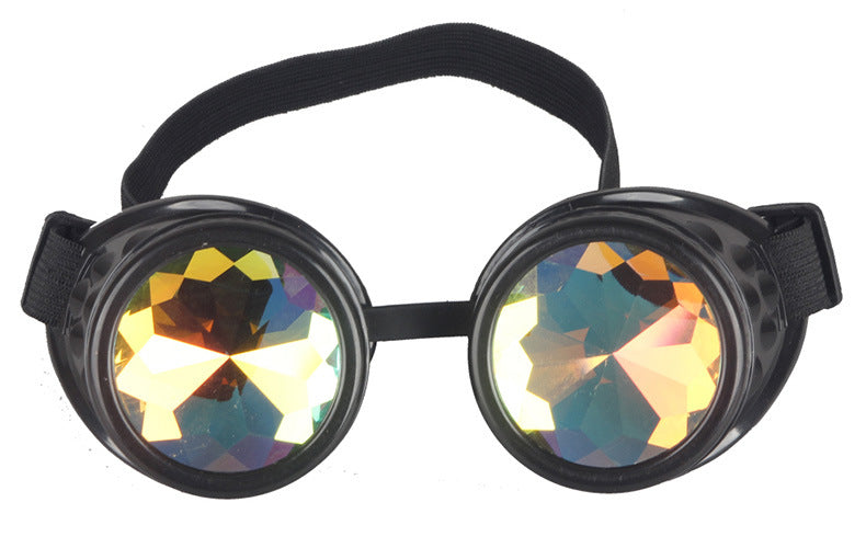 Kaleidoscope Glasses Steampunk Men Goggles Sunglasses Round Wind-proof Glasses Props