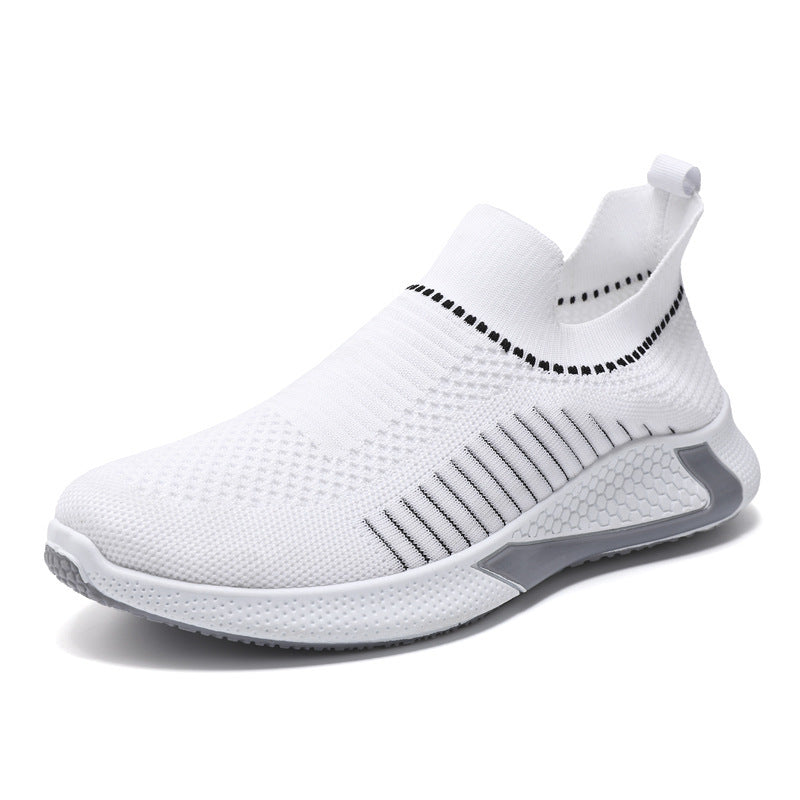 Fashion Mesh Sock Shoes With Striped Design Breathable Slip-on Sneakers