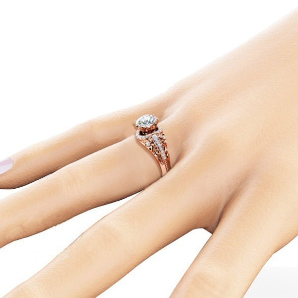 14K Rose Gold Micro Set Diamond Women's Rings