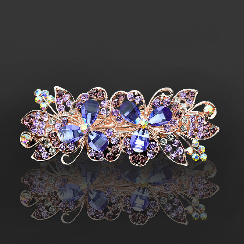 Rhinestone Barrettes Female Word Spring Clip