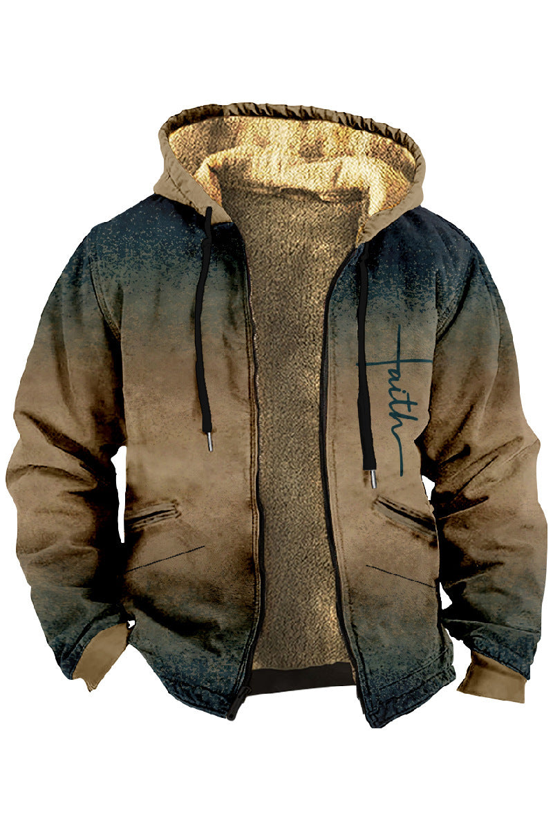 Herren-Jacke aus doppellagiger, dicker, mit Samt und Baumwolle gefütterter Thermo-Baumwolljacke