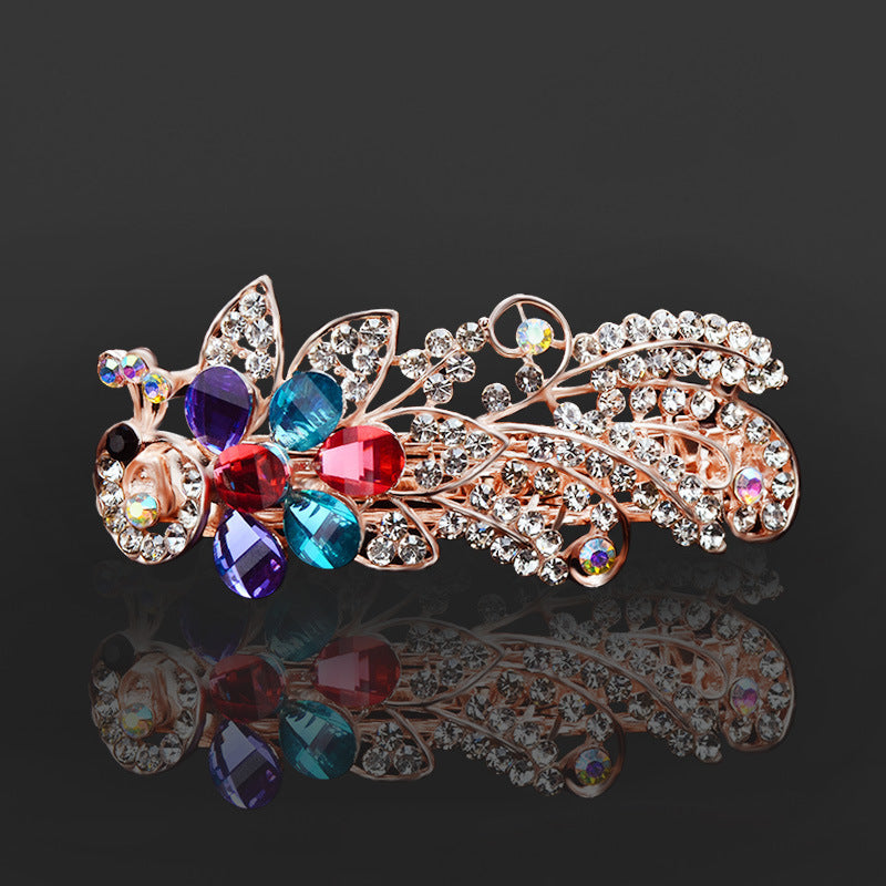 Rhinestone Barrettes Female Word Spring Clip