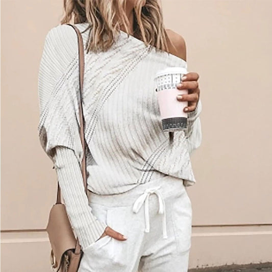 Lantern Sleeve Solid Color Loose Sweater Women Lazy Pullover