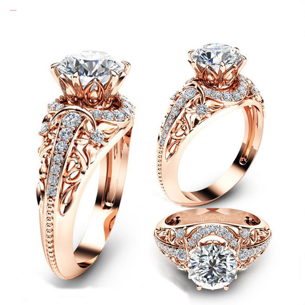 14K Rose Gold Micro Set Diamond Women's Rings