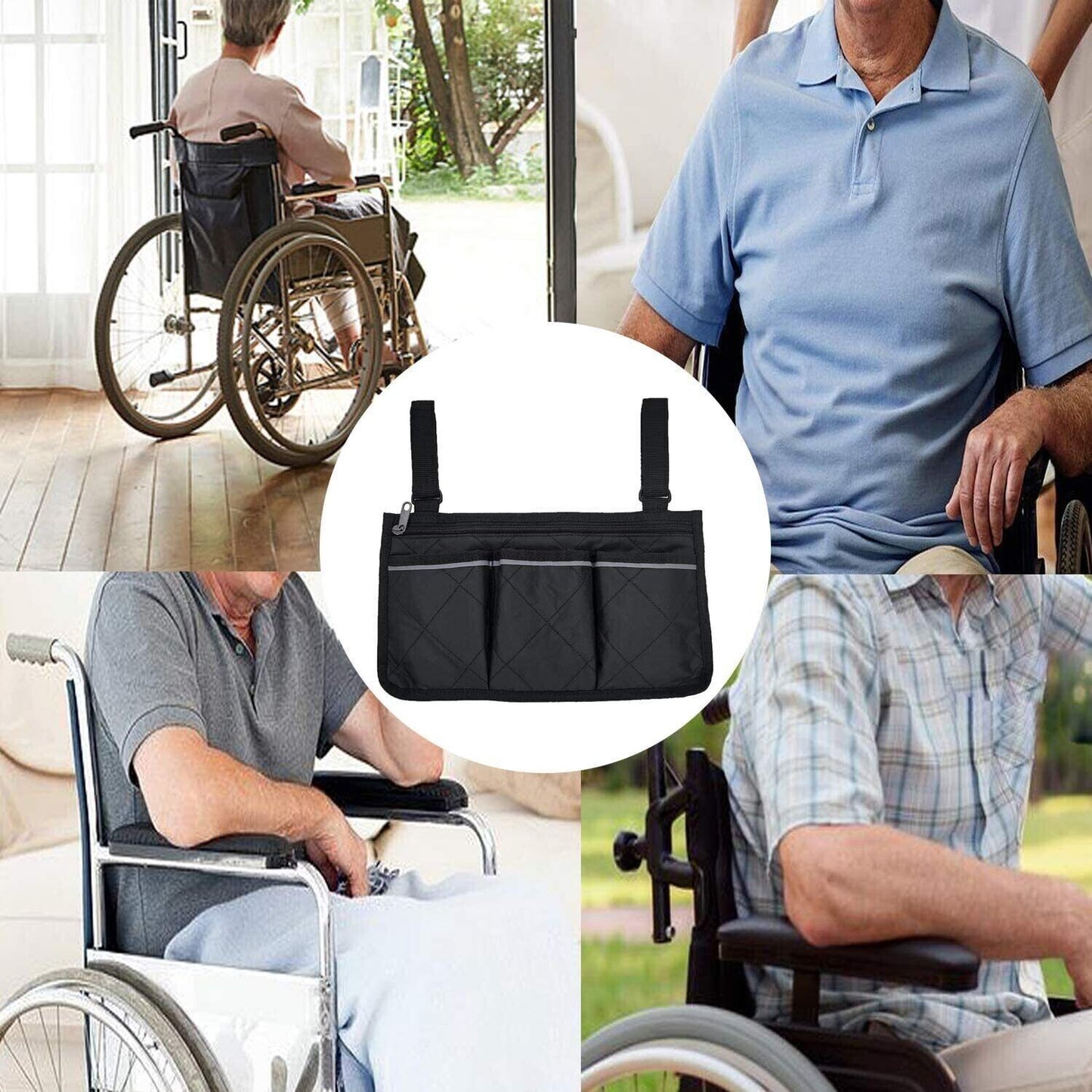 Sacs latéraux d'accessoires d'accoudoir de fauteuil roulant avec la ligne lumineuse