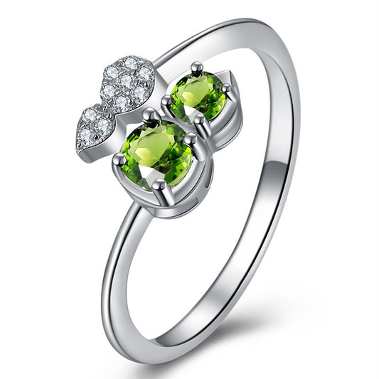 Emerald Zircon Gourd Ring Women