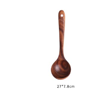 1-7Pcs Set Natural Wood Teak Tableware Spoon Colander Special Spoon Nano Soup Skimmer Wooden Cooking Spoon Kitchen Tool Kit - Lavish Klass