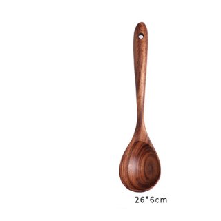 1-7Pcs Set Natural Wood Teak Tableware Spoon Colander Special Spoon Nano Soup Skimmer Wooden Cooking Spoon Kitchen Tool Kit - Lavish Klass