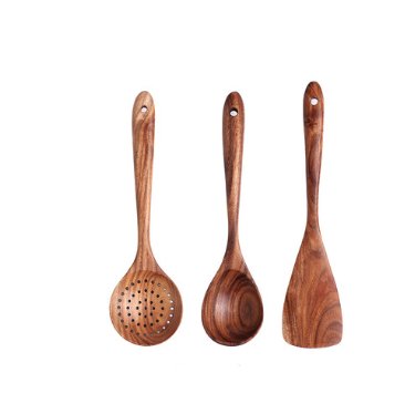 1-7Pcs Set Natural Wood Teak Tableware Spoon Colander Special Spoon Nano Soup Skimmer Wooden Cooking Spoon Kitchen Tool Kit - Lavish Klass