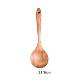 1-7Pcs Set Natural Wood Teak Tableware Spoon Colander Special Spoon Nano Soup Skimmer Wooden Cooking Spoon Kitchen Tool Kit - Lavish Klass