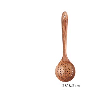 1-7Pcs Set Natural Wood Teak Tableware Spoon Colander Special Spoon Nano Soup Skimmer Wooden Cooking Spoon Kitchen Tool Kit - Lavish Klass