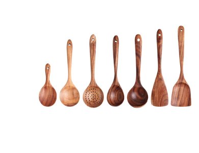 1-7Pcs Set Natural Wood Teak Tableware Spoon Colander Special Spoon Nano Soup Skimmer Wooden Cooking Spoon Kitchen Tool Kit - Lavish Klass