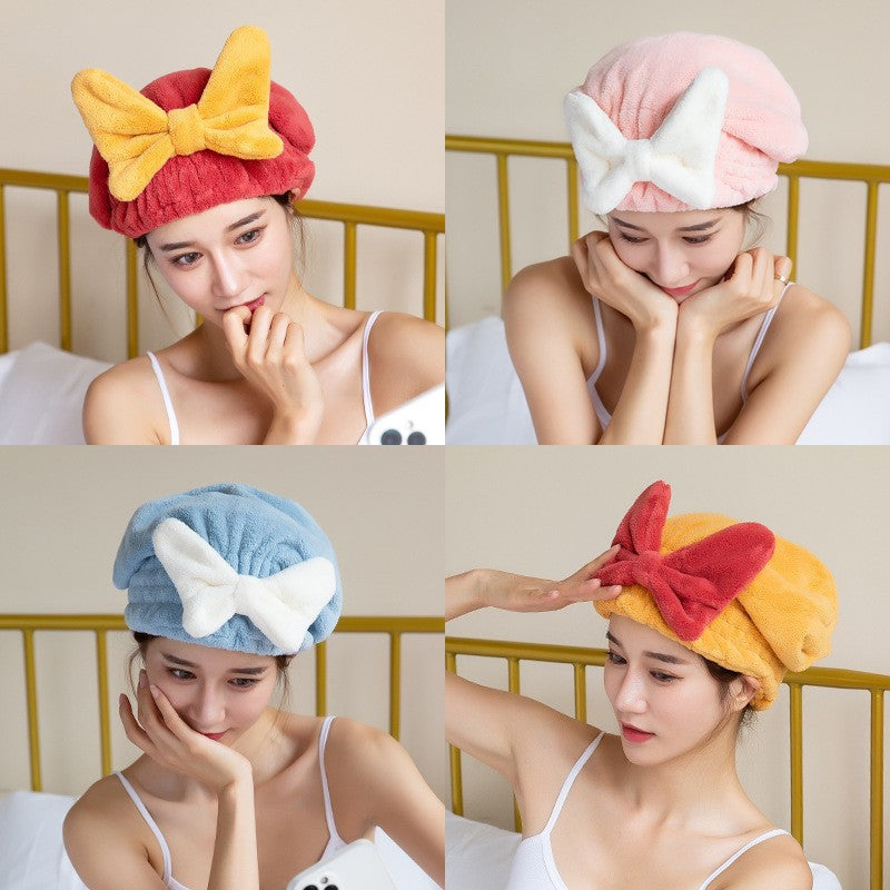 Super Water-absorbing And Quick-drying Bow Shower Cap