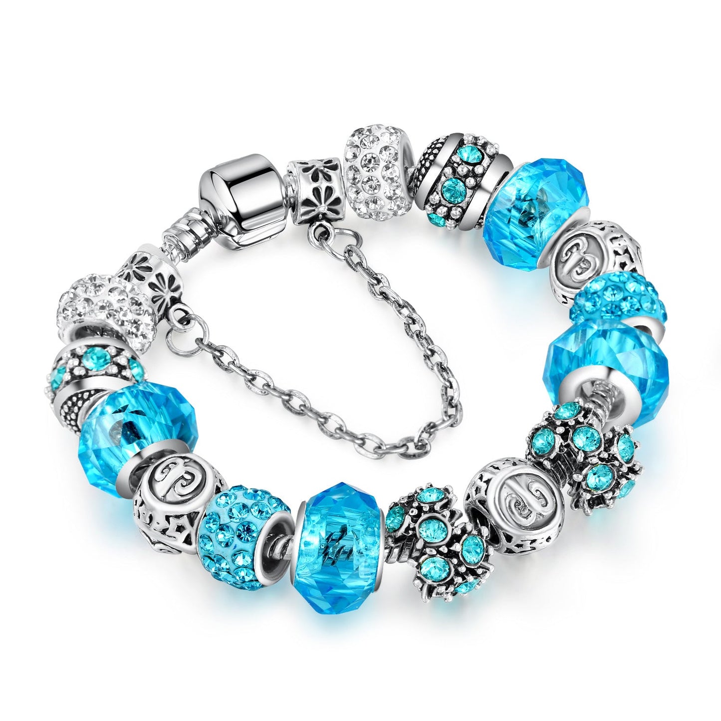 12 Constellation Bracelet Crystal Glass Alloy Big Bead Bracelet - Lavish Klass