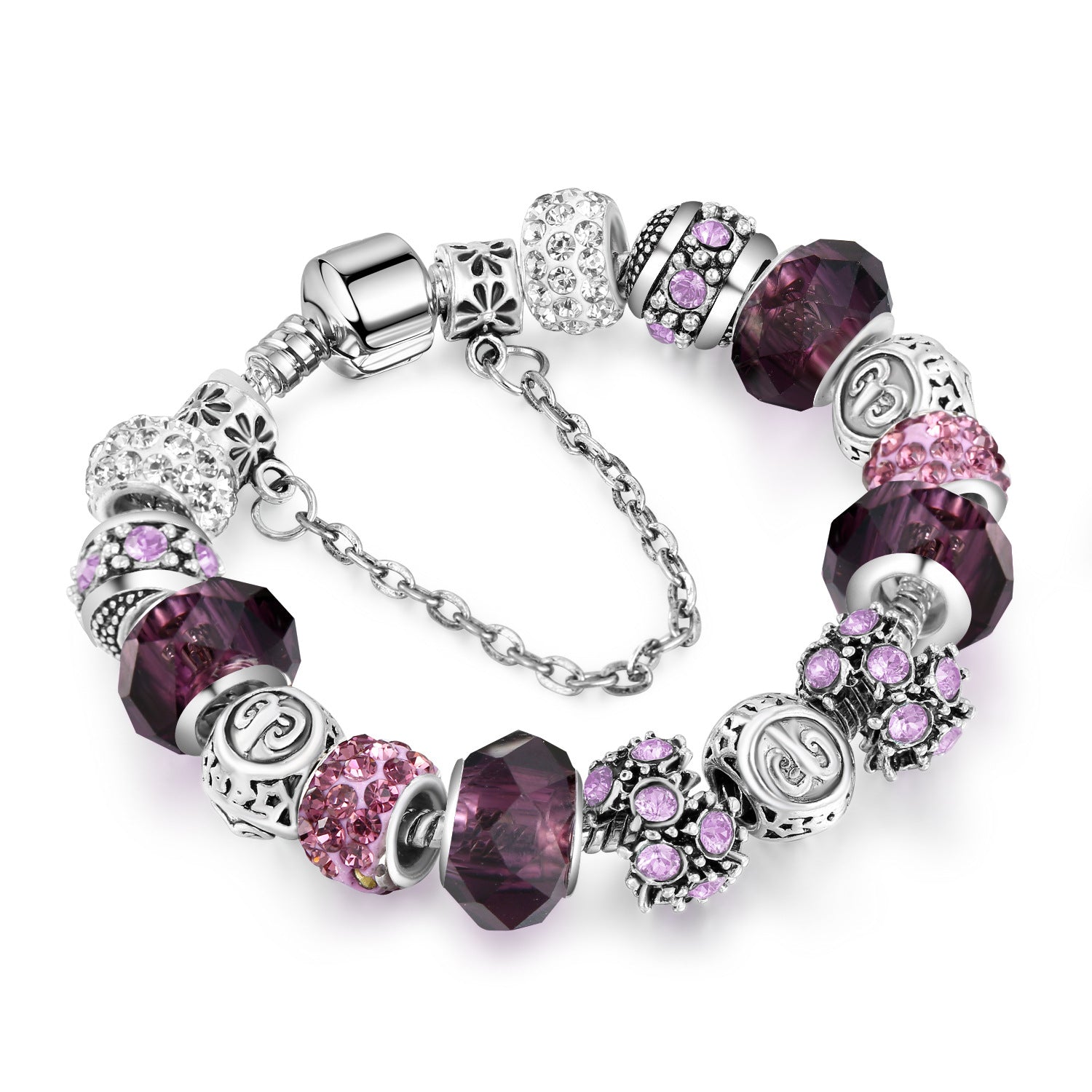 12 Constellation Bracelet Crystal Glass Alloy Big Bead Bracelet - Lavish Klass