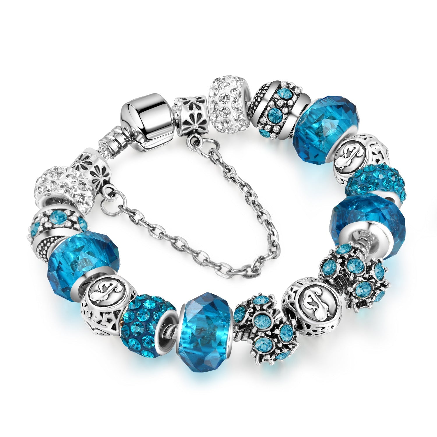 12 Constellation Bracelet Crystal Glass Alloy Big Bead Bracelet - Lavish Klass