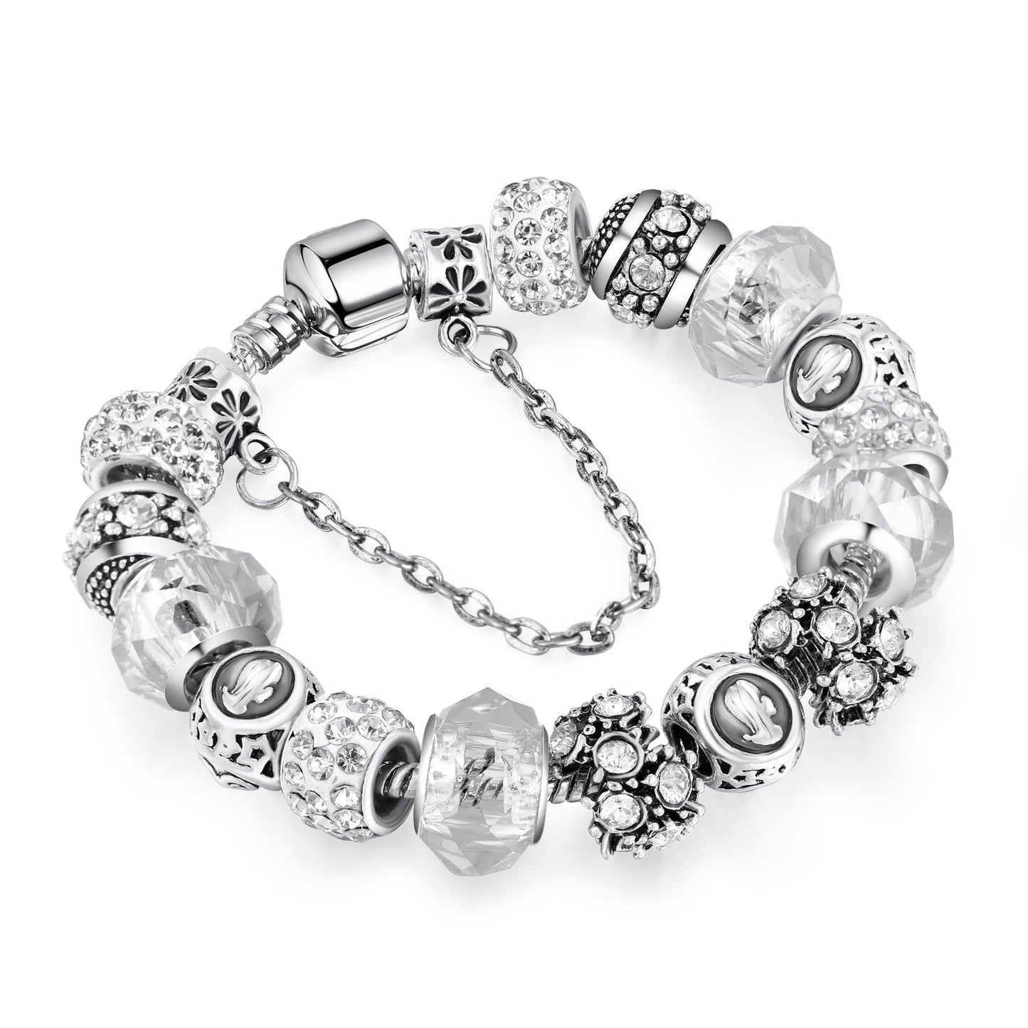 12 Constellation Bracelet Crystal Glass Alloy Big Bead Bracelet - Lavish Klass