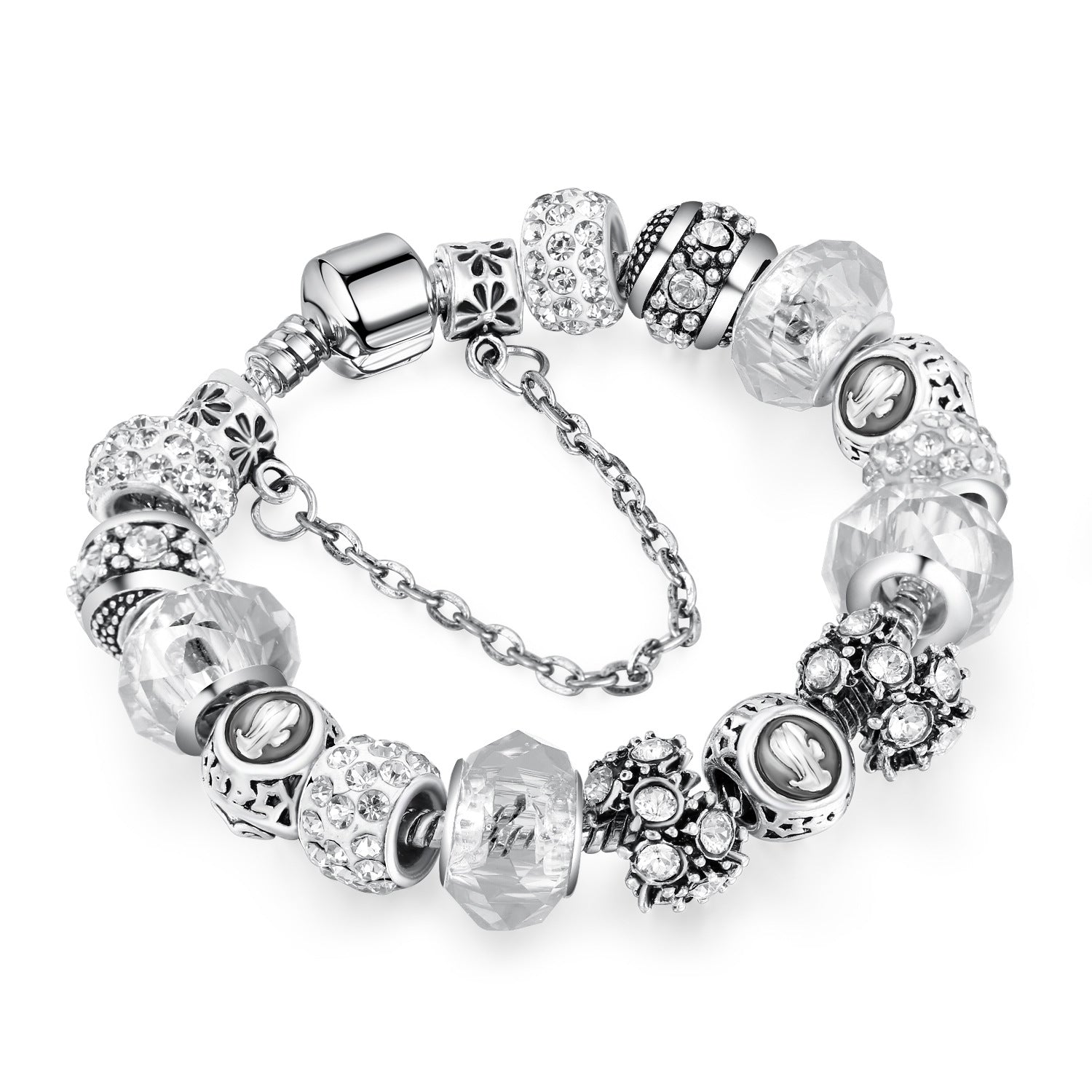 12 Constellation Bracelet Crystal Glass Alloy Big Bead Bracelet - Lavish Klass