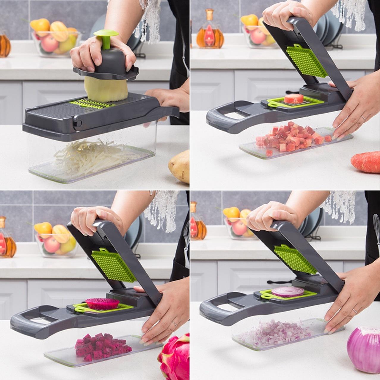 12 In 1 Manual Vegetable Chopper Kitchen Gadgets Food Chopper Onion Cutter Vegetable Slicer - Lavish Klass