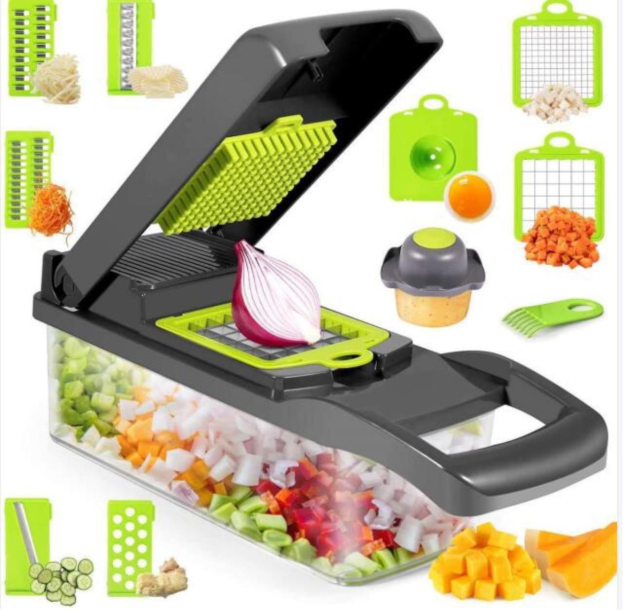 12 In 1 Manual Vegetable Chopper Kitchen Gadgets Food Chopper Onion Cutter Vegetable Slicer - Lavish Klass