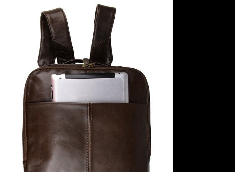 Top Layer Leather Computer Backpack