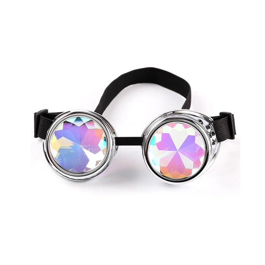 Kaléidoscope lunettes Steampunk hommes lunettes de soleil lunettes rondes coupe-vent accessoires