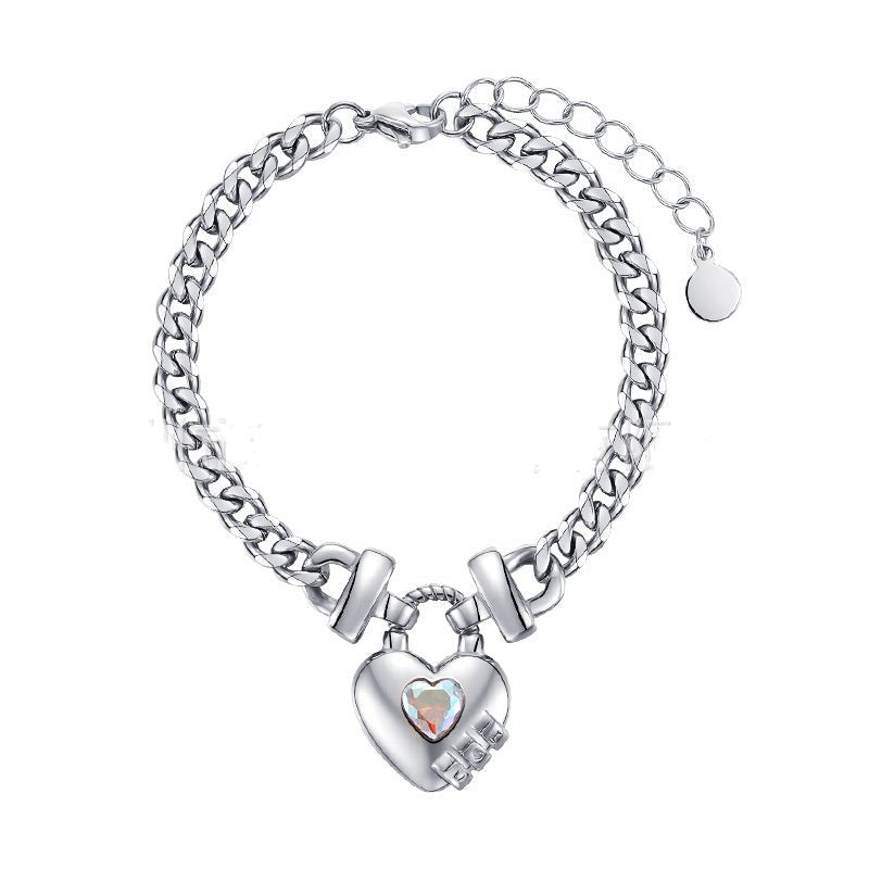 14K Gold Plated Titanium Steel Heart-shaped Lock Pendant Bracelet - Lavish Klass