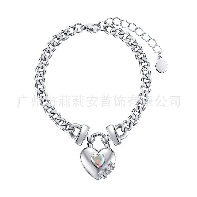 14K Gold Plated Titanium Steel Heart-shaped Lock Pendant Bracelet - Lavish Klass