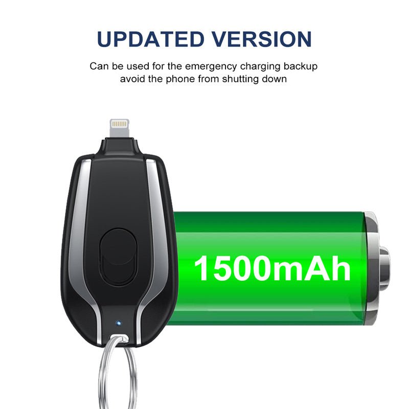 1500mAh Mini Power Emergency Pod Keychain Charger With Type-C Ultra-Compact Mini Battery Pack Fast Charging Backup Power Bank - Lavish Klass