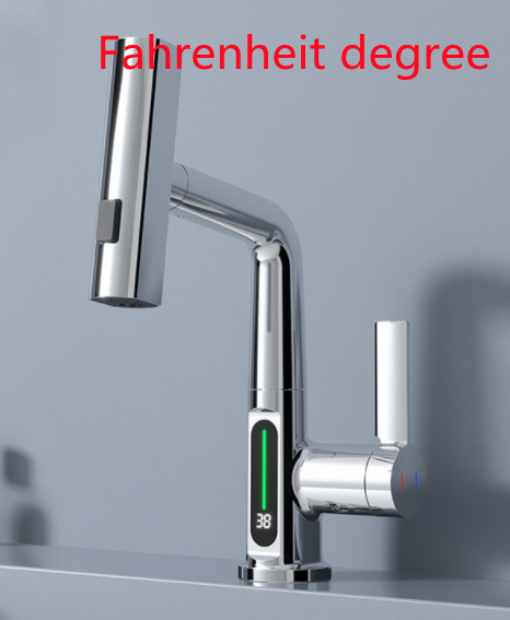 Intelligent Pull-out Basin Faucet With Temperature Display