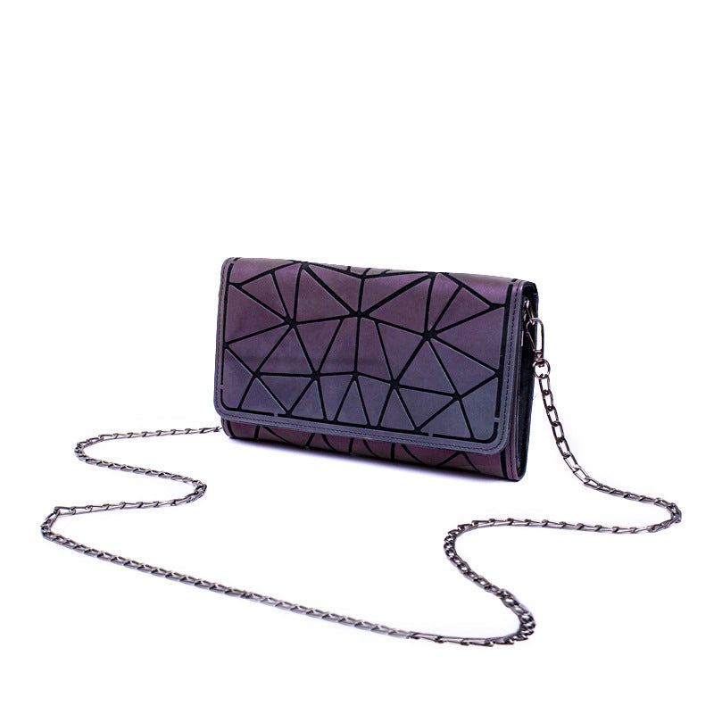 Fashion Luminous Chain Crossbody Geometric Rhombus Bag