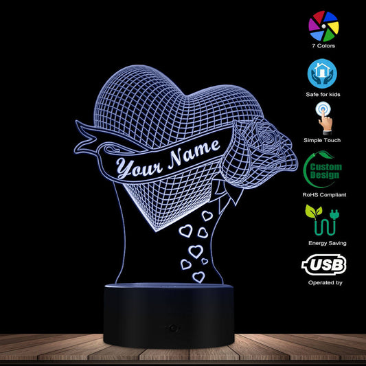 Loving Heart With 3D Effect Optical Illusion Table Lamp