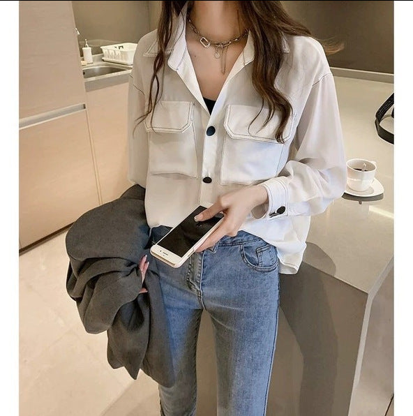 Temperament Chiffon Shirt Blouse Loose Shirt Bottoming Shirt