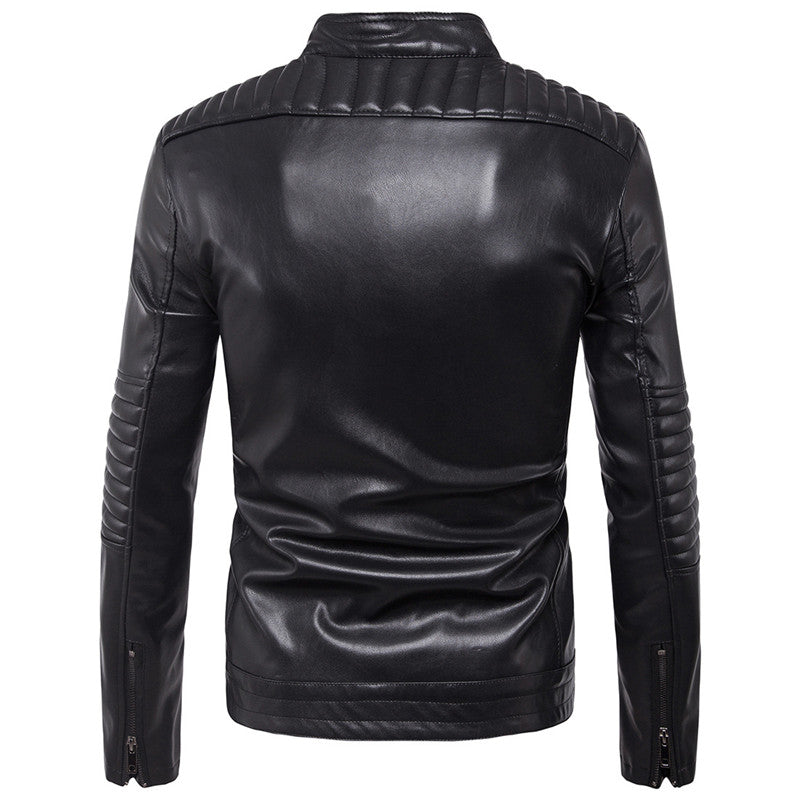 Men's Motorcycle Zipper Leather Jacket Handsome Leather Jacket