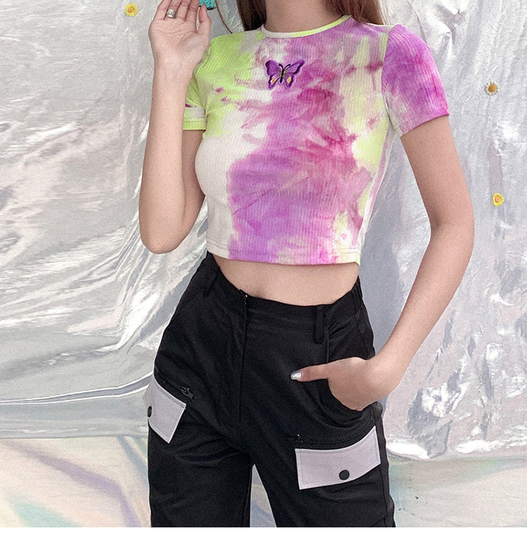 Tie-Dye Butterfly T-Shirt Short Sleeve