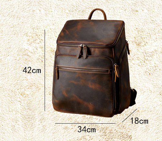 Cowhide Vintage Backpack Men's Leather Outdoor Travel Backpack