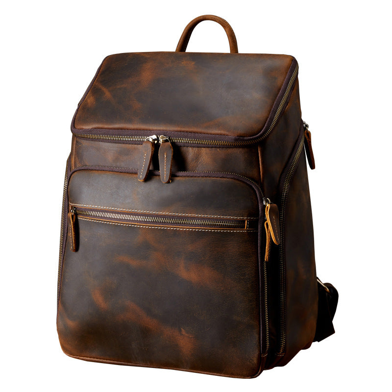 Cowhide Vintage Backpack Men's Leather Outdoor Travel Backpack