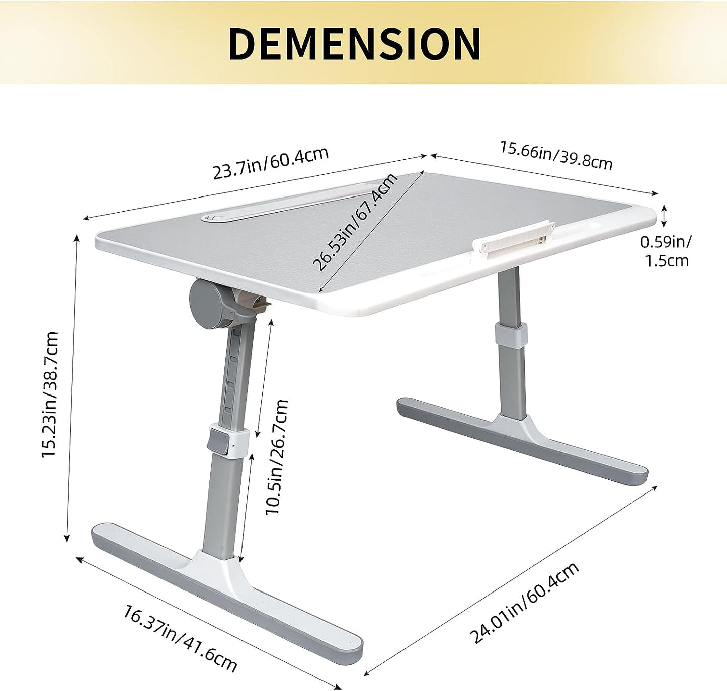 Schoßschreibtisch für Laptop, tragbarer Betttisch, Laptop-Schreibtisch mit LED-Licht und Schublade, verstellbarer Laptop-Ständer für Bett, Sofa, Arbeitszimmer, Lesen