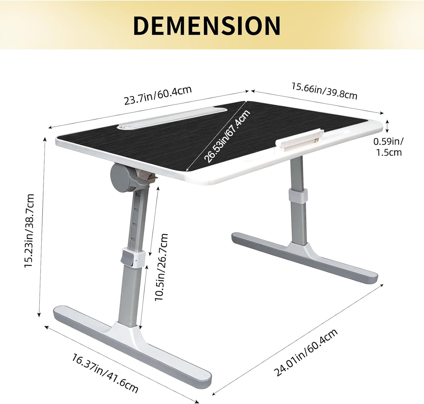 Schoßschreibtisch für Laptop, tragbarer Betttisch, Laptop-Schreibtisch mit LED-Licht und Schublade, verstellbarer Laptop-Ständer für Bett, Sofa, Arbeitszimmer, Lesen