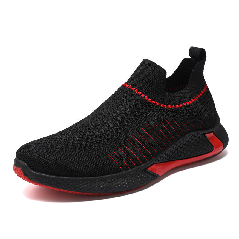 Fashion Mesh Sock Shoes With Striped Design Breathable Slip-on Sneakers