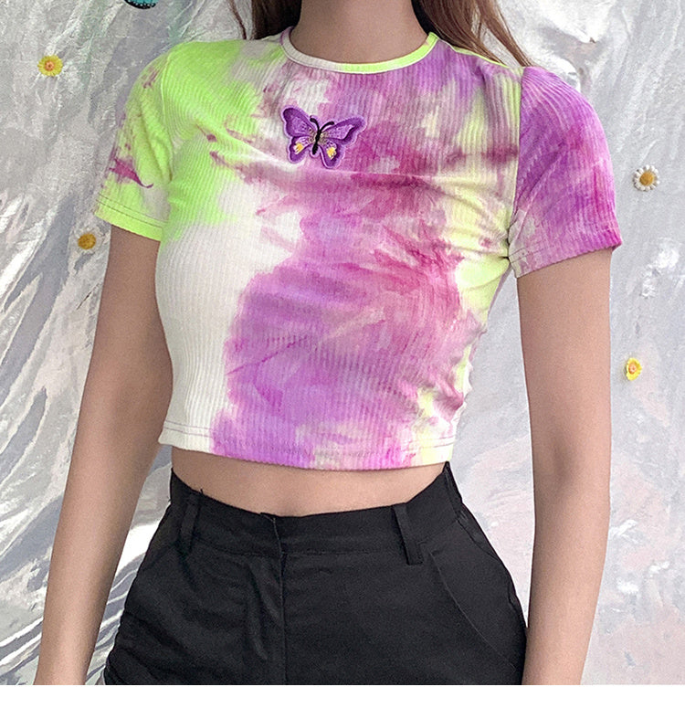 Tie-Dye Butterfly T-Shirt Short Sleeve