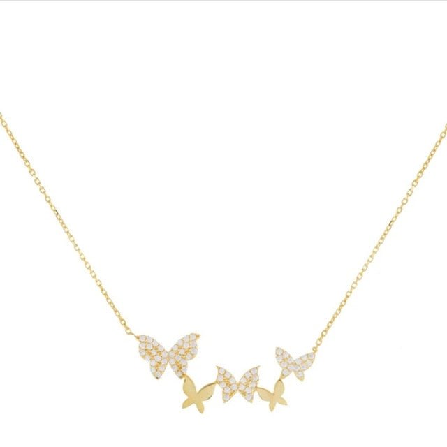 18K Gold Butterfly Stacking Clavicle Chain Necklace - Lavish Klass