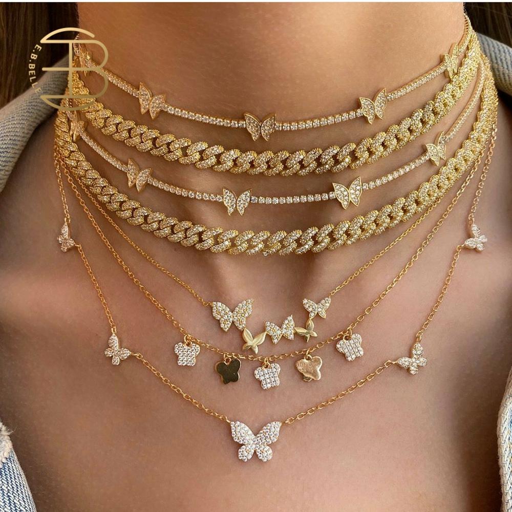 18K Gold Butterfly Stacking Clavicle Chain Necklace - Lavish Klass