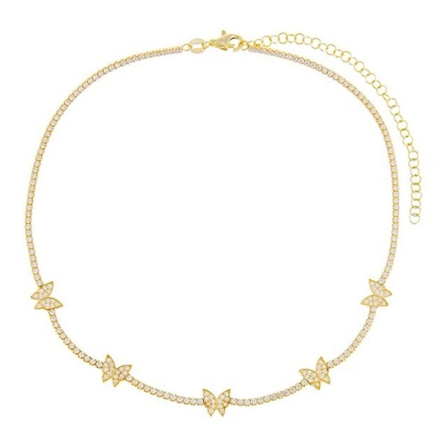 18K Gold Butterfly Stacking Clavicle Chain Necklace - Lavish Klass