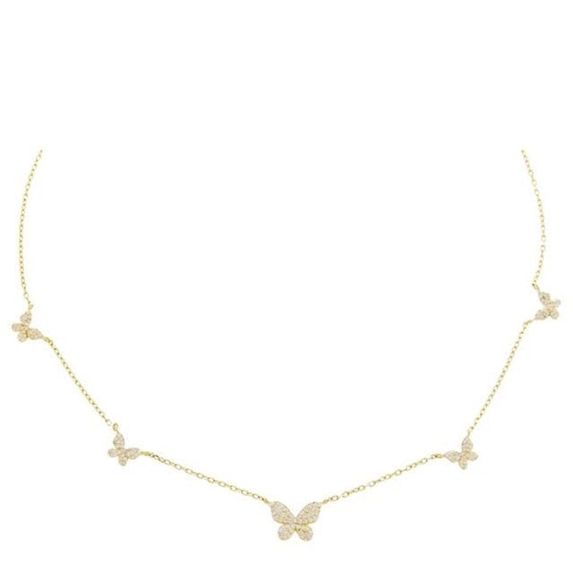 18K Gold Butterfly Stacking Clavicle Chain Necklace - Lavish Klass