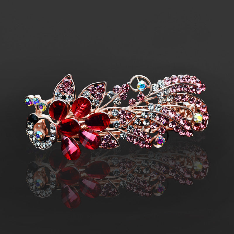 Rhinestone Barrettes Female Word Spring Clip