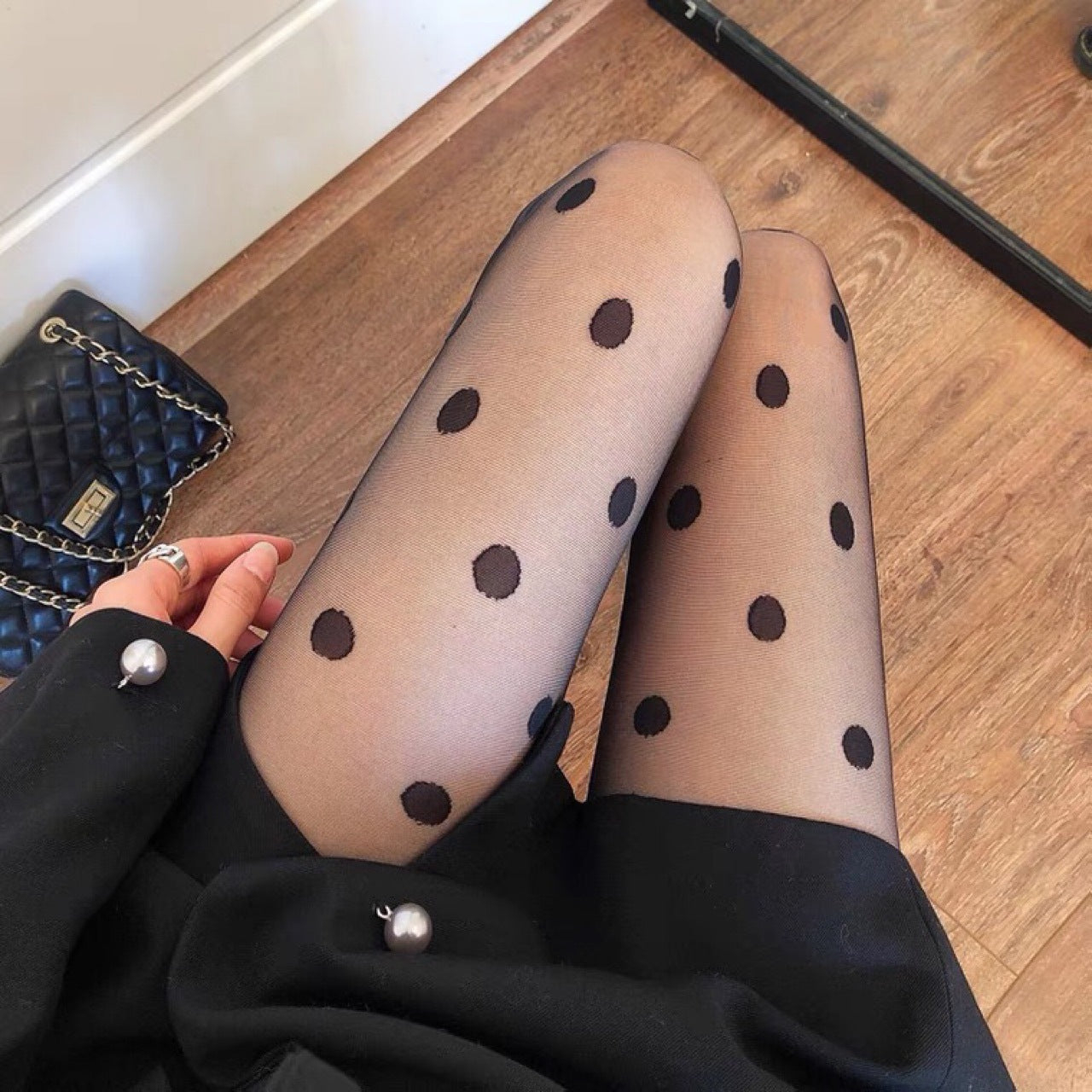 Thin Large Round Dot Polka Dot Stockings Jacquard Base