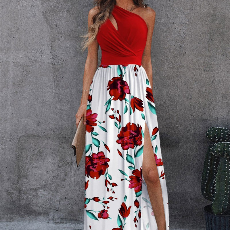 Rose Print Split Summer Dress