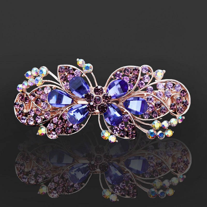 Rhinestone Barrettes Female Word Spring Clip